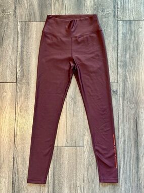 Peloton Burgundy Faux Leather Look High Rise Leggings Size Large